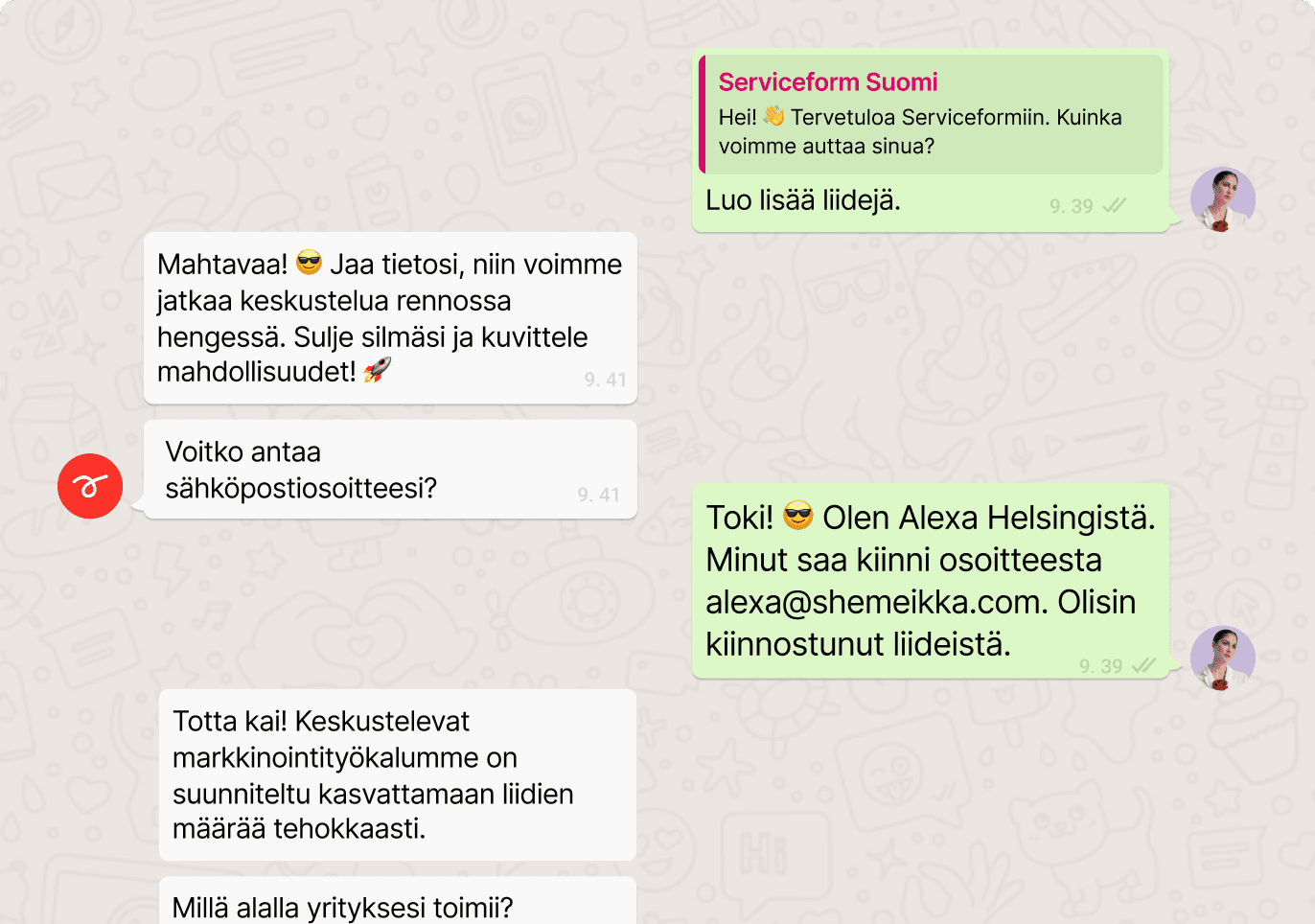 whatsapp-agentti työssään